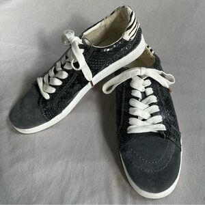 Dolce Vita Gray Leather/Suede Sneakers, Glitter, Snake Skin, Zebra, Size 9.5